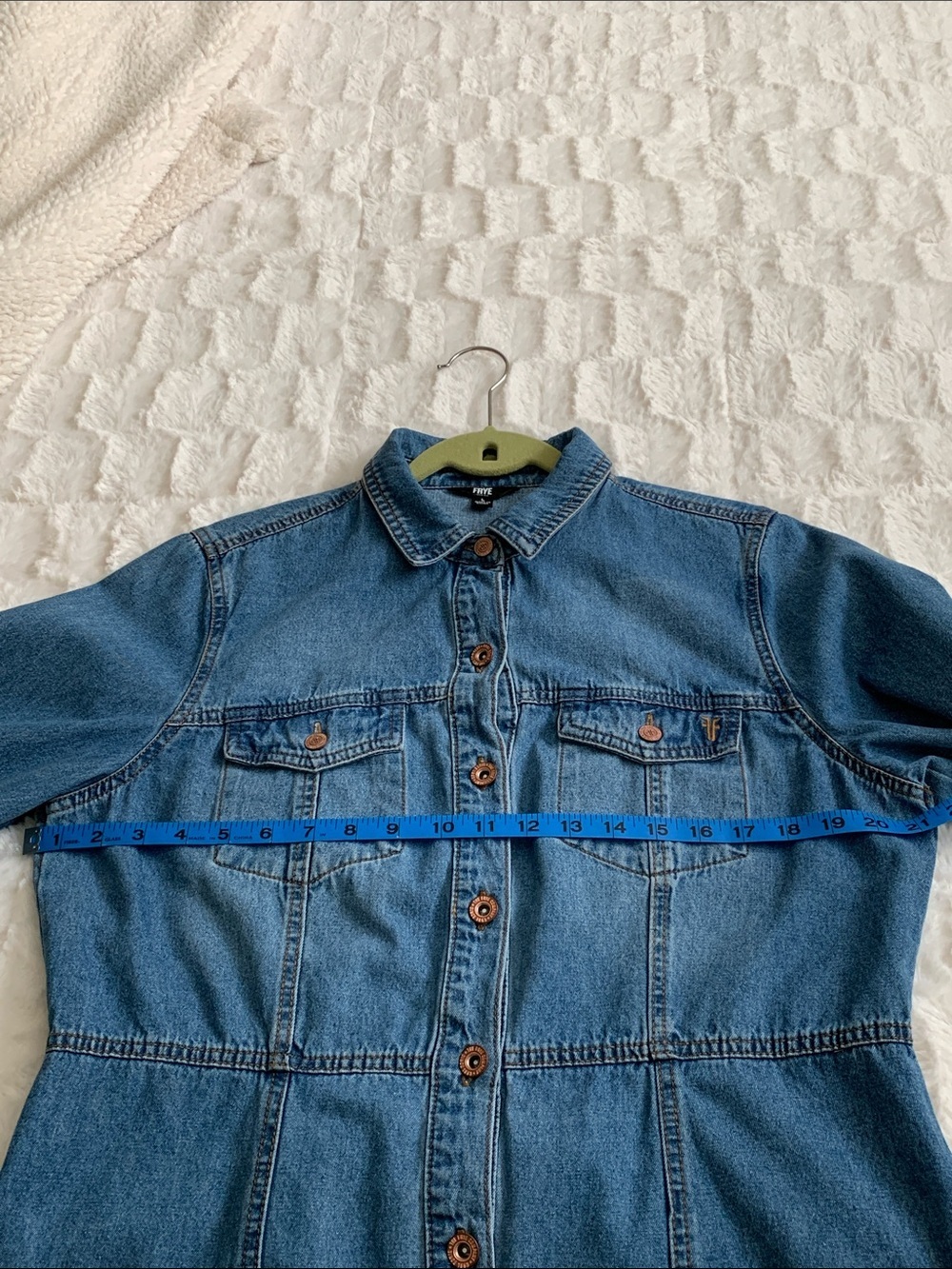 Frye Medium Blue Denim Button-Front Shirt Dress - Picture 7 of 10